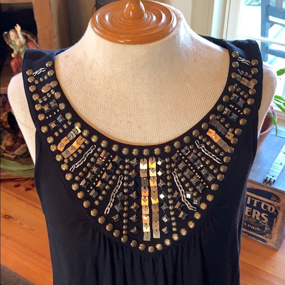 Style&Co Black Bubble Top w/Embellishments Medium - Picture 2 of 6